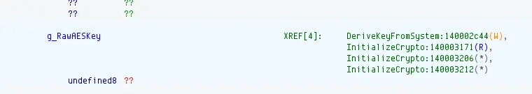 g_RawAESKey referenced by InitializeCrypto()